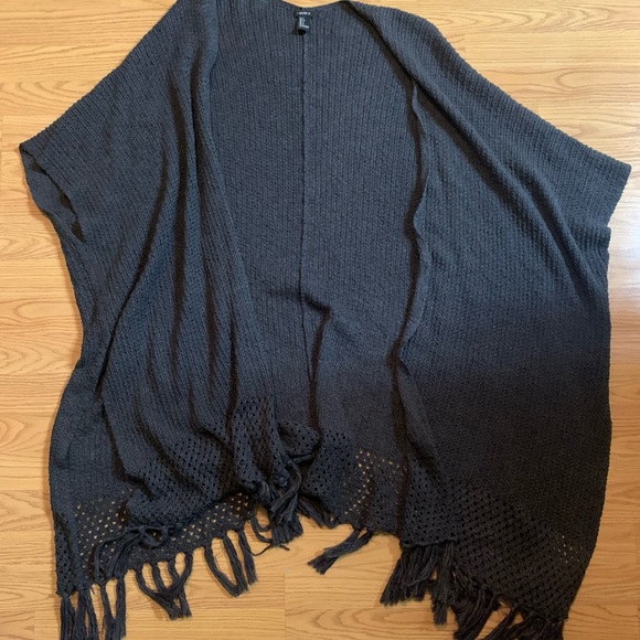 Gray Knitted Poncho - Picture 1 of 4